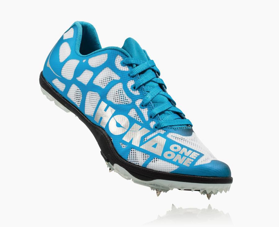 Hoka Australia One One Rocket X - Mens Spikes White/Blue - VPXHO-8147